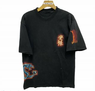 Vintage Chinese Dragon Kung Fu Bruce Lee Graphic Shirt Black Sz Large