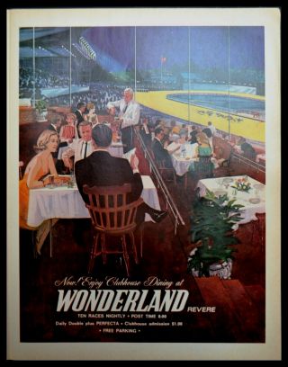 1967 Wonderland Greyhound Dog Race Track Vintage Print Ad Revere,  Ma Rare