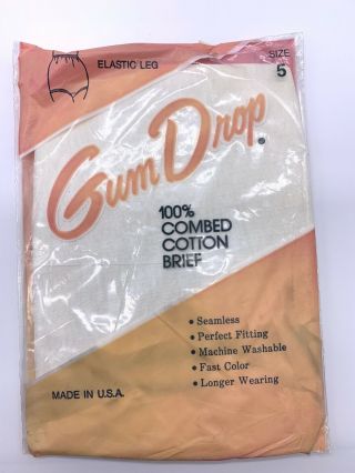 Nos Vintage White Gum Drop 100 Combed Cotton Brief Panties Size 5 Granny Pin Up