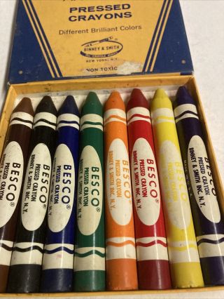 Vintage Drawing Crayons Anti - Roll Type BESCO Binney & Smith NO.  10B 2
