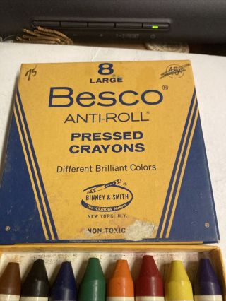 Vintage Drawing Crayons Anti - Roll Type BESCO Binney & Smith NO.  10B 3