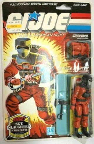 Hasbro Gi Joe \ Arah 1985 Fire Fighter: Barbecue Figure 36 Back Moc Clear