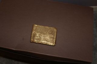 Whiting And Davis Gold Tone Mesh Metal Bi - Fold Wallet Coin Purse Vintage