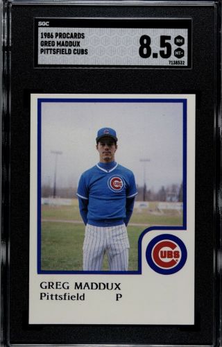 1986 Pittsfield Cubs Procards Greg Maddux 1st Minor League Card Sgc 8.  5 Braves