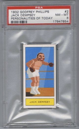 High - End Jack Dempsey (hof) Boxer Psa 8 1932 Godfrey Phillips 1/4 None Higher