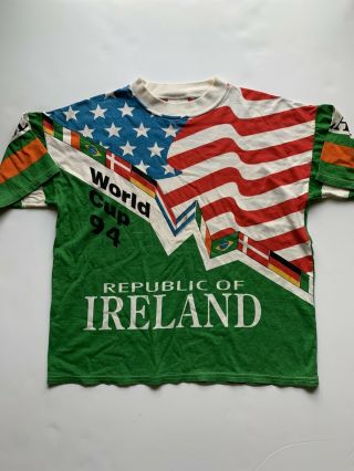 Vintage 1994 REPUBLIC OF IRELAND FIFA WORLD CUP T Shirt Small Futbol Rare 3