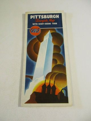 Vintage Gulf Pittsburgh Pennsylvania Gas Service Station Travel Road Map Box 11