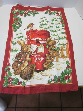 Vintage Christmas Greetings Irish Linen Tea Towel By Ulster Weavers