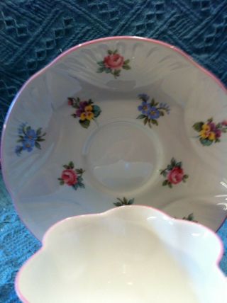 NOS VINTAGE CROWN STAFFORDSHIRE BONE CHINA CUP AND SAUCER FLORAL BOUQUET PATTERN 2