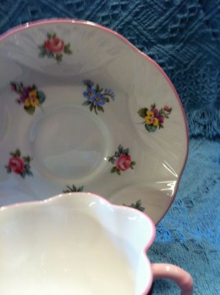 NOS VINTAGE CROWN STAFFORDSHIRE BONE CHINA CUP AND SAUCER FLORAL BOUQUET PATTERN 3
