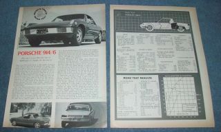 1970 Porsche 914/6 Vintage Road Test Info Article " This One 