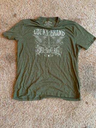 Vintage Lucky Brand Green Rooted Rock And Rolled Shirt Mens Size Xl Bin F