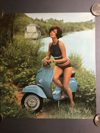 Vintage 1960 Vespa With Marilu Tolo Picture / Print / Poster Rare Awesome L@@k