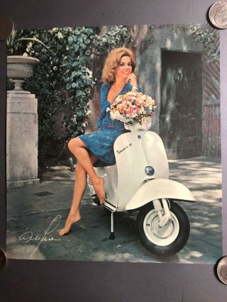 Vintage 1960 Vespa With Abbe Lane Picture / Print / Poster Rare Awesome L@@k