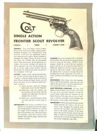 Vintage Colt Single Action Frontier Scout Revolver Corect Care Paper Sheet