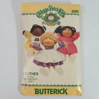 Butterick 6509 Cabbage Patch Kids Doll Clothes Dress Sewing Pattern Vintage 1984