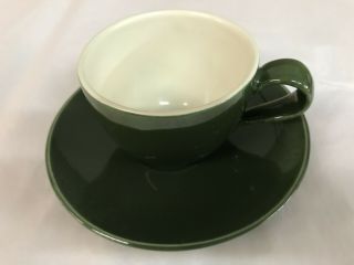 Vintage 40’s Eva Zeisel Red Wing Pottery Town Country Forest Green Cup Saucer