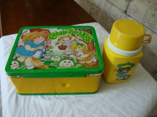 Vintage 1983 Cabbage Patch Kids Metal Lunch Box With Thermos