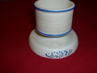 Antique Vintage Ceramic Kitchen Match Holder / Striker With Blue Flowered Base