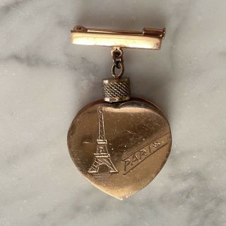 Vintage Paris Eiffel Tower Souvenir Perfume Bottle Pin Brooch