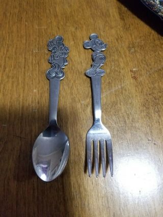 Vintage Walt Disney Minnie Mouse Spoon And Mickey Mouse Fork By Bonny Bybonny