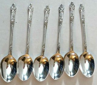 6 Silver Plate Figural Apostle Demitasse Spoons 4 3/8 " Epns England Vintage
