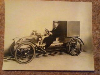 Old Photograph Of A Woods Mobilette Cycle Car,  With Delivery Box