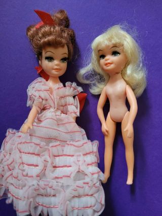 Vintage Tiny Teen Dolls By Uneeda One Outfit.  A Cute Pair