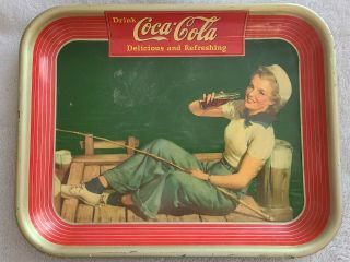 Vintage 1940 Coca Cola Tray Sailor Girl