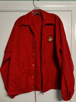 Vintage Usmc Red Windbreaker Jacket - Medium -