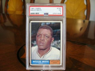1961 Topps Willie Mays 150,  Psa 5 Ex - Mt