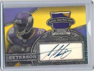 Adrian Peterson 2008 Bowman Sterling Gold Refractor 3 Color Patch Auto D 14/20
