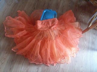 Vintage Full Petticoat Crinoline Orange - Short Skirt - Size M