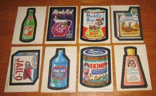 8 Different Vintage 1973 Wacky Packages 1st Series Kook - Aid Camals Pure Hex,