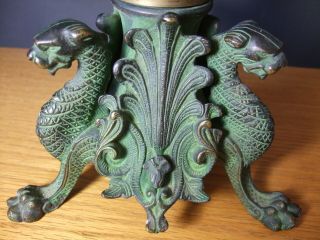 Vintage Brass Or Bronze Dragon Candle Holder Very Heavy 6 Pounds