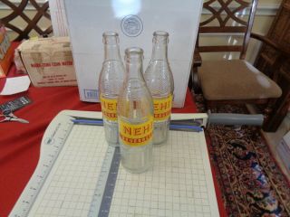 3 Vintage Nehi Beverages Soda Pop Glass Bottles 12 Fl Oz Albany,  Ny