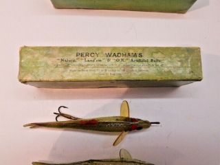 Vintage Percy Wadham ' s Nature Celluloid Lures (2) & One Box 2