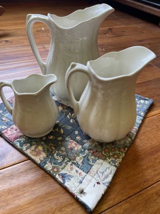 Antique Royal Crownford Wheat Pattern Ironstone Pitcher By Arthur Wood England 3