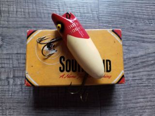 Vintage South Bend Midg - Oreno Fishing Lure Red And White With Matching Box