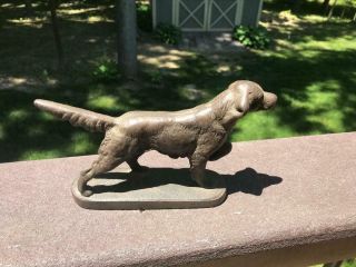 Vintage Cast Iron Setter Retriever Pointer Hunting Dog Door Stop Mantle Cool