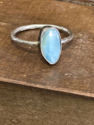 Vintage 925 Sterling Silver Blue Mother Of Pearl Ring Size 5,  1.  8g