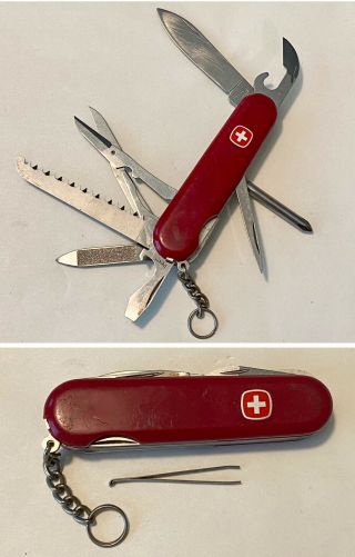 Vintage Wenger Handyman Swiss Army Knife 85mm Multi Tool Red