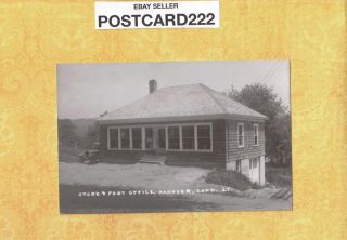 Ct Hanover 1940 - 50s Era Vintage Rppc Postcard Store Post Office & Old Car Conn