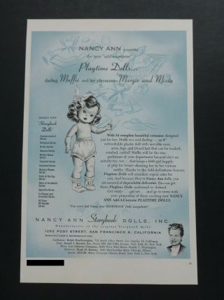 Rare Vtg 1953 Dealer Ad - Nancy Ann Storybook Muffie Doll 1950’s