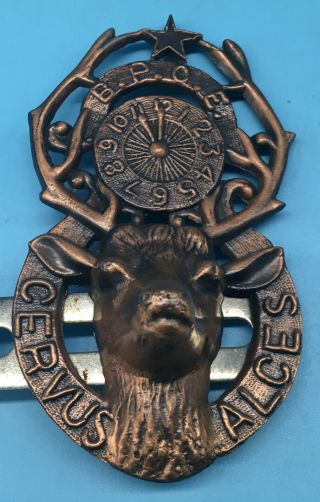 Vintage Cast Metal Emblem Elk B.  P.  O.  E Cervus,  License Plate Topper