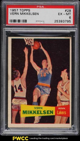 1957 Topps Basketball Vern Mikkelsen Sp Rookie Rc 28 Psa 6 Exmt
