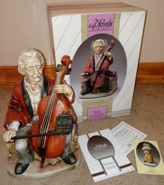 Vintage Melody In Motion Bisque Hand Painted The Cellist By Waco Collectible