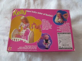Bedtime Kelly Barbie baby sister crib bottle Mattel 12489 NRFB food clothes1994 2
