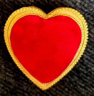 Florenza Vintage Signed Trinket Box W Red Pin Cushion Heart Shape 1950s Mcm