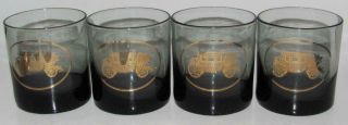 Vintage Fisher Body General Motors Smoke Gold Glass Whisky Glasses Low Ball Bar